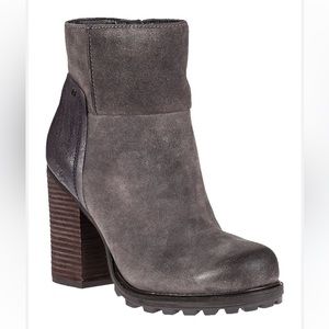 Sam Edelman Franklin Ankle Boot Grigio Gray Washed Leather Lug Weather Sole